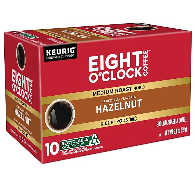 Eight O'Clock Coffee Hazelnut, Single-Serve Coffee K-Cup Pods, Medium Roast, 60 Count