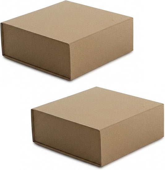 CECOBOX - Gift Boxes with Lids for Presents 8"x8"x3.1" - Matte, Collapsible Magnetic Closure Gift Box - Groomsmen & Bridesmaid Proposal Boxes, Wedding, PR, Birthdays, Holidays (Kraft)