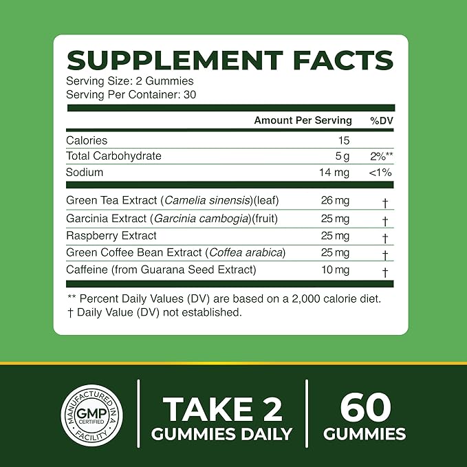 Green Tea Fat Burner Gummies for Weight Loss | Metabolism Boost & Appetite Suppressant with Green Coffee Bean and Garcinia Cambogia | Pills to Burn Belly Fat for Women & Men by Nobi Nutrition