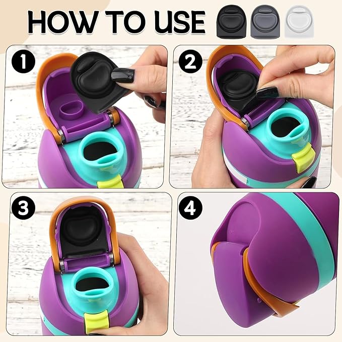 3pcs Replacement Rubber Stopper Seal Compatible with Owala FreeSip 24oz 32oz,Water Bottle Lid Cap Silicone Seal Parts for Owala 16/19/24/32/40oz Spout Gasket Mouthpiece Piece Accessories F7