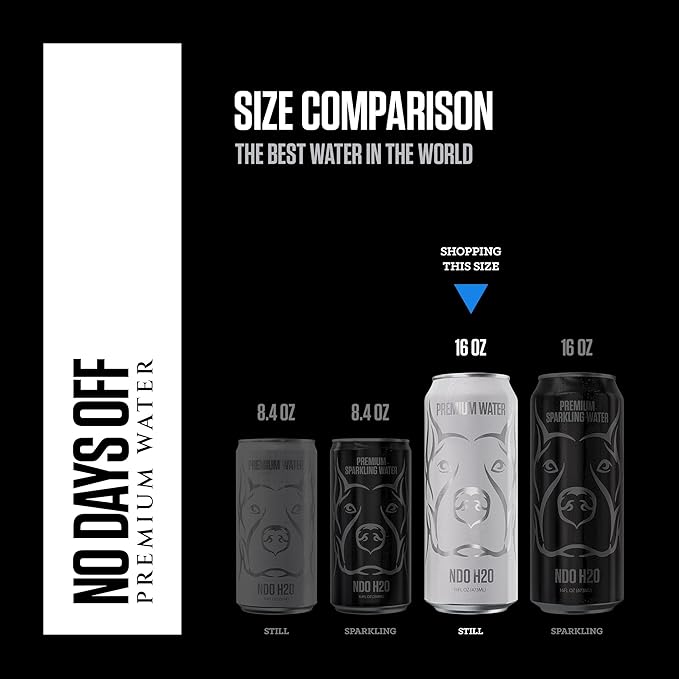 NO DAYS OFF Premium Water - 12 Pack, 16 fl oz, Still - 8.1pH Alkaline Ultra-Purified Reverse Osmosis with Electrolytes & Minerals - Calcium, Magnesium, Potassium - BPA-free 100% Recyclable Cans
