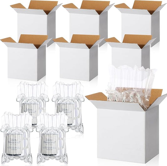48 Sets 6x4x6 Inches Mug Boxes for Gift, Small Shipping Cardboard Box with Bubble Pouch for 15oz Sublimation Coffee Mug Packaging Gift Box for Wrapping Shipping Storing Fragile Item (White)