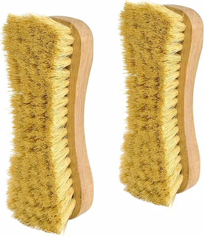 All-Natural Wooden Scrub Brush Set | Eco-Friendly Cleaning Brush Set with Tampico Bristles | Floor Scrub Brush & Shower Scrubber for Bathroom, Tub, Kitchen & Carpet | Sustainable Set – Pack of 2