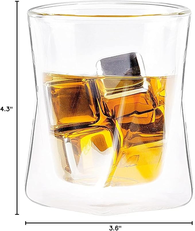 Ozeri Moderna Artisan Series 10 oz Double Wall Whiskey Glasses – Set of 2