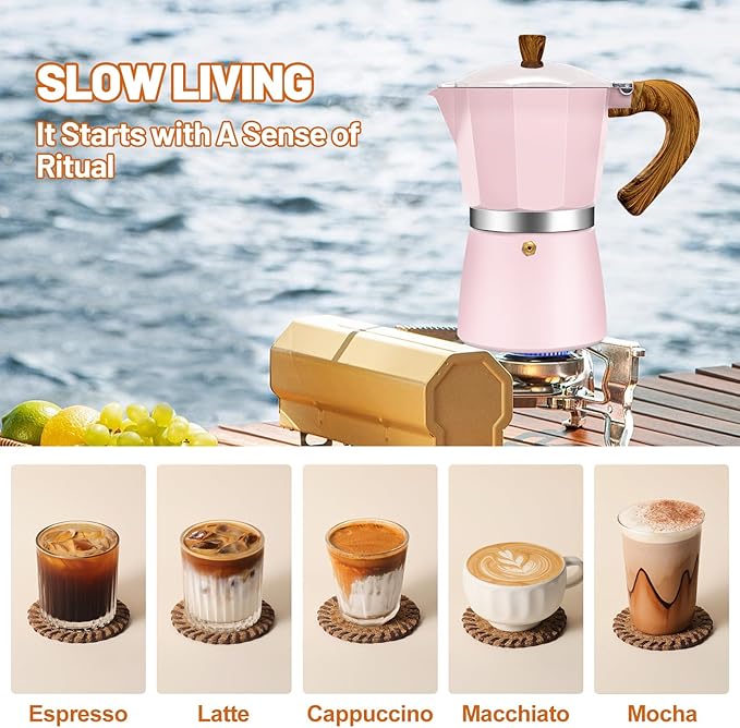 DITOSH 6 Cup Aluminum Espresso Stovetop Moka Pot Express Coffee Maker Percolator Italian Classic Mocha Coffee Machine for Italian and Cuban Cafe Brewing for Home & Camping 300ml 10oz