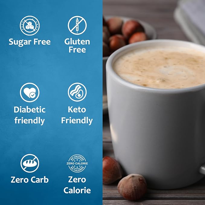 Syruvia Sugar Free Coffee Syrup, Hazelnut Flavored Syrup for Drinks, Lattes, and Desserts – 25.4 fl oz, With Pump