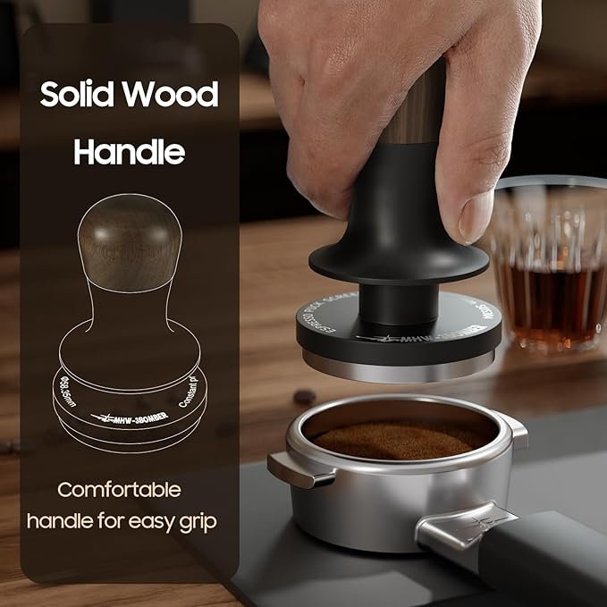 MHW-3BOMBER Espresso Tamper 53.35mm with Sound Feedback Calibrated 54mm Coffee Tamper 30lbs Tamper Tool Espresso Compatible with Breville 54mm, Flat Base T6183T