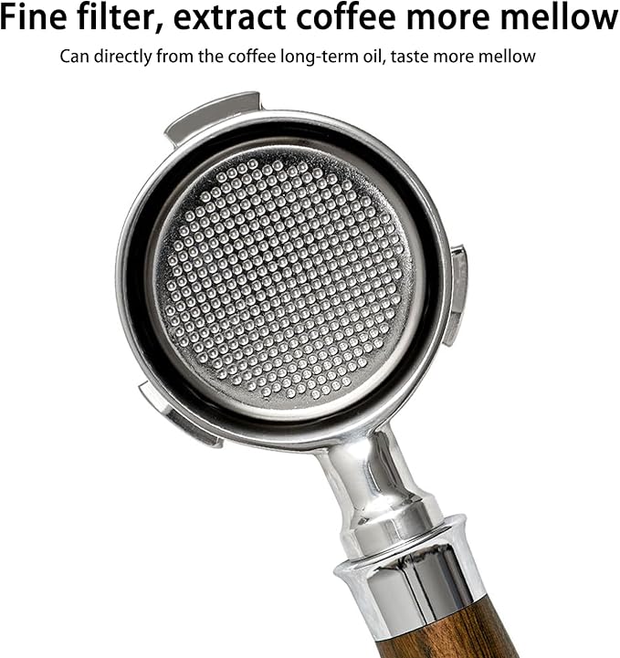 51mm Bottomless Portafilter 3 Ears, Davonpha Professional Espresso Portafilter 51mm compatible with De-longhi EC680, EC685 & EC885 Espresso Machine, Stainless Steel Basket and Black Rosewood Handle