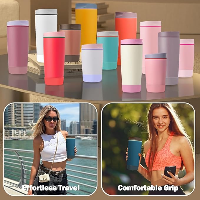 2pcs Silicone Boot for Owala SmoothSip Slider Coffee Tumbler 20oz 12oz, Anti-Slip Sleeve for Travel Coffee Mug, Protective Accessories for Owala BPA Free (Moonlit Shadow)