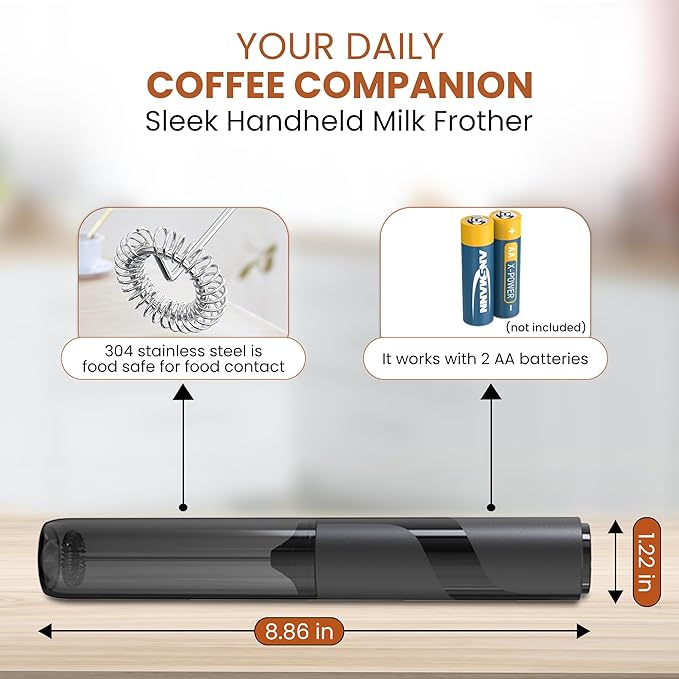 Portable Travel Frother with Case Mini - Battery Operated Handheld Milk Frother with Cover - Coffee Mixer Wand - Wisking Tool Electric Whisk - Coffee Stirrers Electric Whisker - Drink Mixer Handheld