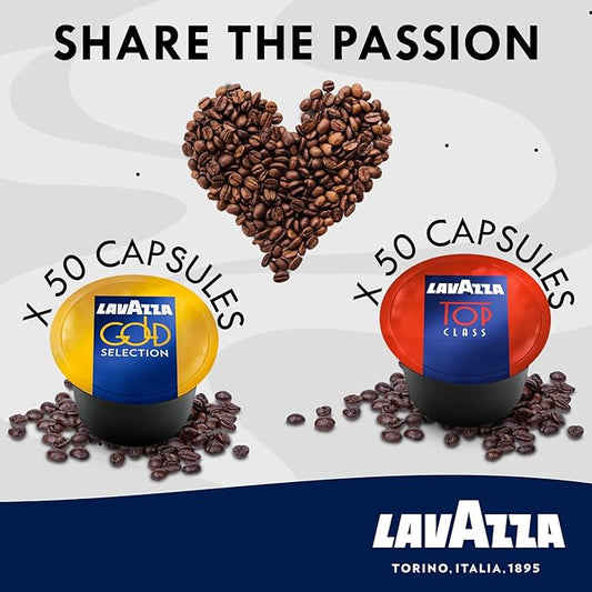 Lavazza Blue Capsules Coffee Pods Variety Pack – 100 Count (2 Packs of 50) – Top Class & Gold Selection Medium Roast Espresso – Compatible with Lavazza LB Machines Only