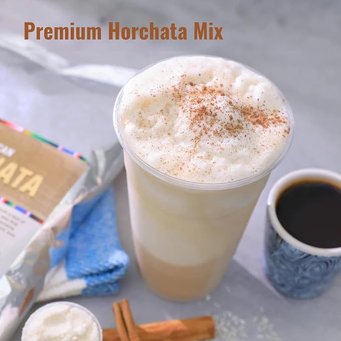MOCAFE Horchata Mix Powder, café-crafted premium instant Mexican agua fresca, enjoy hot, iced, or frappe blended, bulk 3lb bag