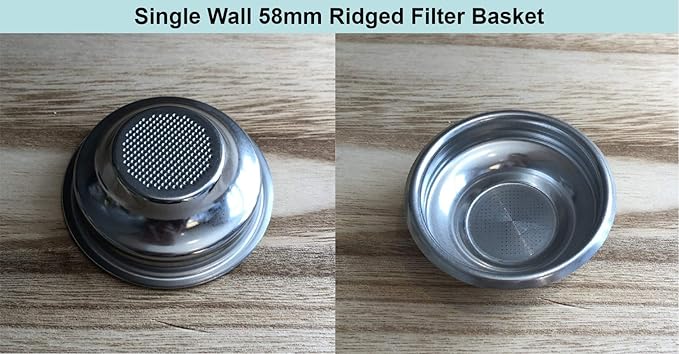 E-61 58mm Precision Filter Ridged Basket Stainless Steel Portafilter Basket Espresso Basket Compatible 58mm Portafilter Filter Basket 1 Cup Coffee Basket Replacement 58mm-1