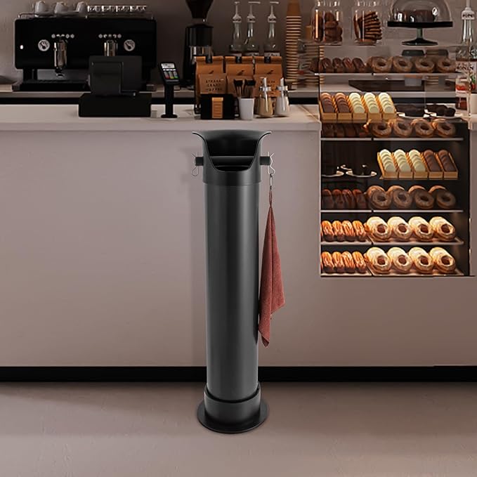 Knock Box for Coffee Grounds, Commercial Knock Box for Espresso Coffee Grounds, Floor Standing Knock Box, Espresso Knock Box Set with Towel and Garbage Bags for Barista and Home Use, Coffee, Bar