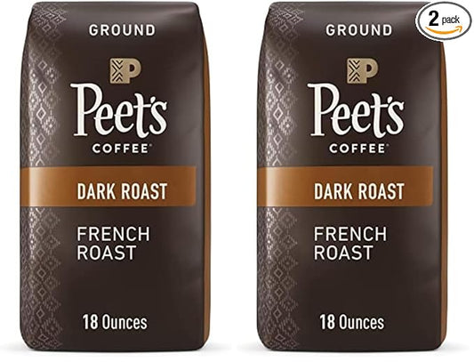 Peet's Coffee Dark Roast Ground Coffee | French Roast | 36 Ounces | 2 Bags