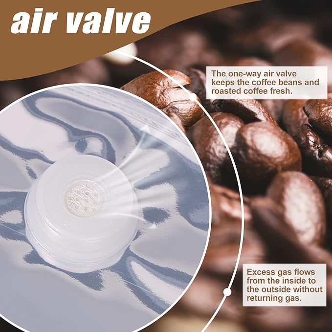 Coffee Bags with Valve(16 oz,1 lb,100pcs) Green High Barrier Aluminumed Foil Flat Bottom Heat Sealed Coffee Beans Packaging Bags Side Zipper Resealable Bags for Home or Business