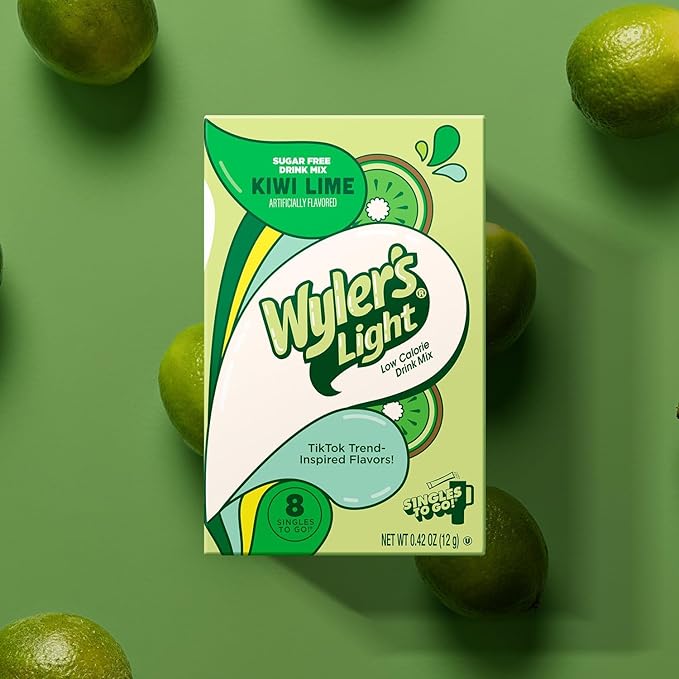 Wyler's Light Variety Pack of 5 - One Box of Each Flavor - Cotton Candy, Peach Ring, Banana, Vanilla, and Kiwi Lime - Powdered Drink Mix
