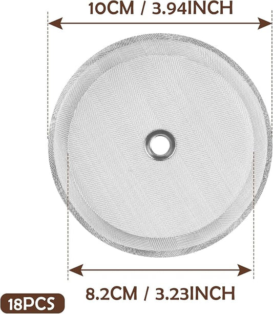 18 Pieces French Press Replacement Filters Mesh Filters Replacement 4 Inch Stainless Steel Replacement Screen for 1000 Ml, 34 Oz, 8 Cup French Press Coffee Makers and Tea Machines