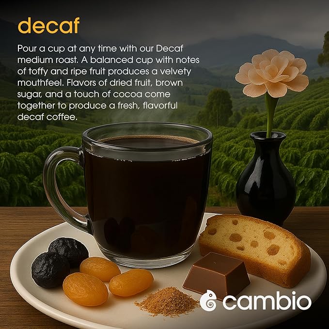 Cambio Roasters Organic Coffee Pods - Decaf Medium Roast, The Only Organic Recyclable Aluminum Coffee Pods, Small Batch Roasted, Keurig Compatible, for Any Time of Day, Longer Lasting Freshness, 60 Count