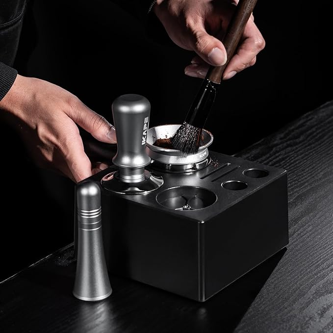 IKAPE 51MM Espresso Tamper Kit 6 in 1, Coffee Tamper, WDT Tool, Magnetic Dosing Funnel, Puck Screen, Milk Pitcher, Cleaning Brush