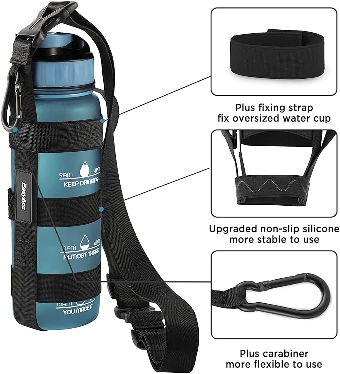 EasyAcc Water Bottle Holder Strap Sling, for Owala FreeSip 24 32 40 oz, Hydro Flask, Cirkul, Yeti, Stanley Flip, Universal Water Bottles, with Carabiner, for Walking Curise Travel (Bottle Excluded)
