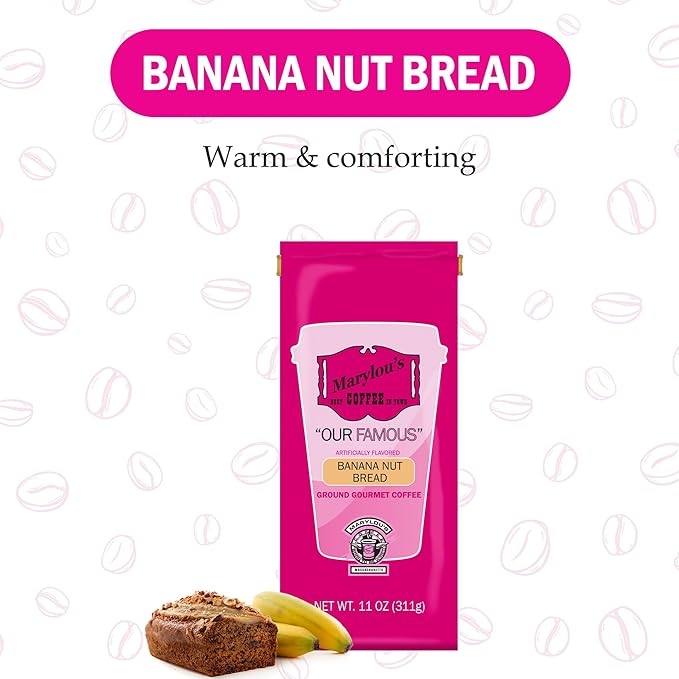 Marylou’s Coffee – Banana Nut Bread Flavored Ground Gourmet Coffee – 11 oz