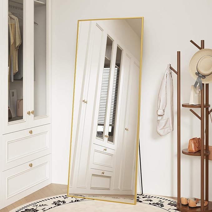 NEWBULIG Full Length Mirror, Upgraded Body Wall Mirrors with Shatter-Proof Glass, Floor Standing Mirror, Home Wall Decor