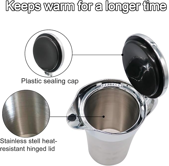 Gravy Boat 26oz Extra Large Double Insulated 304 Stainless Steel, Gravy Warmer, Double Wall Creamer Pitcher and Caramel Sauce for Coffee, Stainless Steel Pitcher