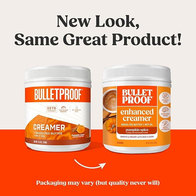 Bulletproof Pumpkin Spice Creamer, 14.8 Ounces, Keto Coffee Powder Creamer with MCT Oil and Grass-Fed Butter