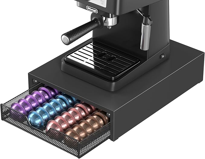 Nespresso Pods Holder, K Cup Holder, Coffee Pod Holder Organizer Compatible with Nespresso Vertuo Capsules, Holds 60 Small or 40 Large Pods, Black
