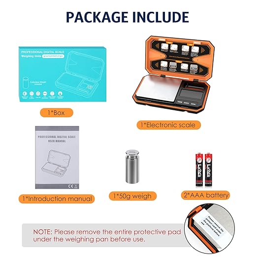 Digital Pocket Scale, High-Precision 500g x 0.01g Gram Scale with 50g Calibration Weight, Mini 6 Units Jewelry Scale with LCD Display, Tare Function for Food, Jewelry, Coin, Coffee, Battery Included