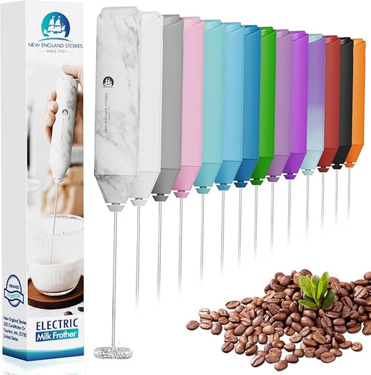 Powerful Milk Frother Handheld Foam Maker, Mini Whisk Drink Mixer for Coffee, Cappuccino, Latte, Matcha, Hot Chocolate, No Stand, Marble