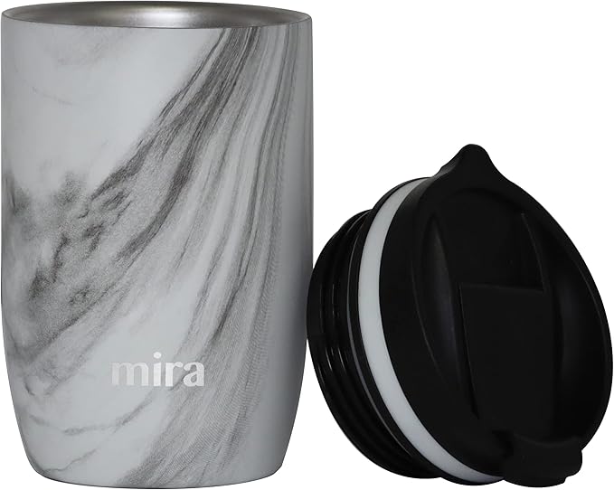 MIRA 12 oz Travel Coffee Mug - Insulated Stainless Steel Tumbler with Screw Lid - French Granite