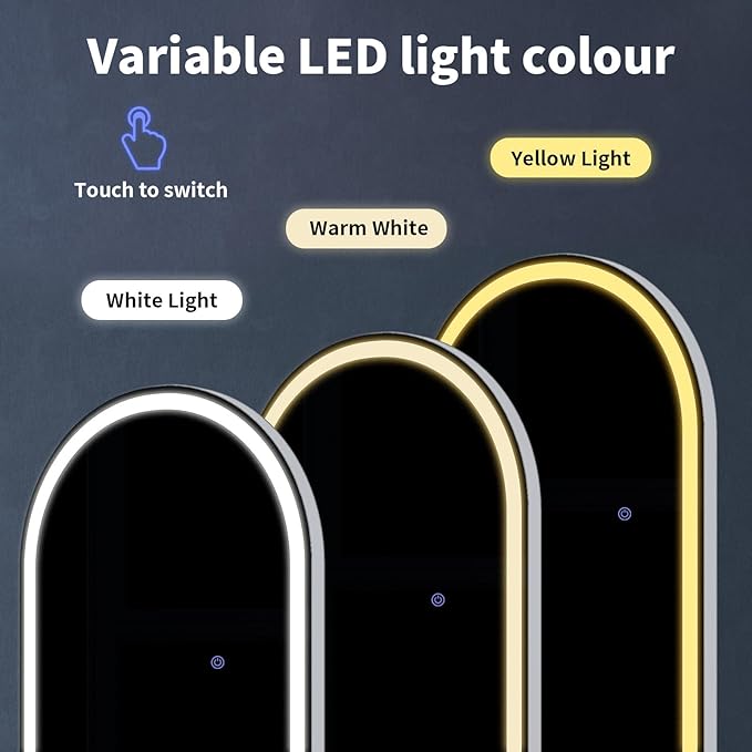 VooBang 71"x32" LED Large Mirror Full Length - Arched Floor Body Mirror with Dimmable Lights - 3 Color Modes, Standing Leaning Wall Mounted for Bedroom, Dressing Room