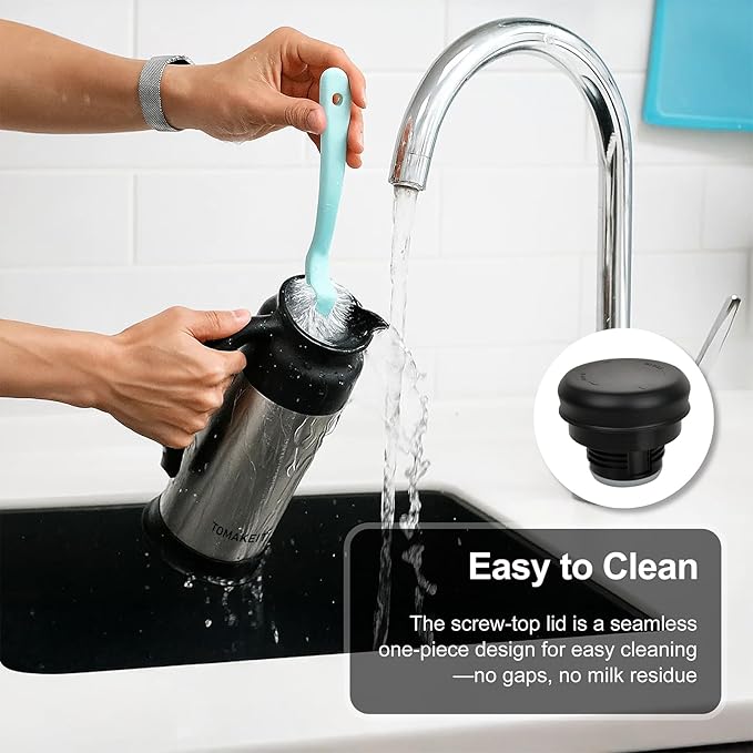 Creamer Pitcher for Coffee,1L/34 Oz Thermal Coffee Carafe,Stainless Steel Coffee Carafes for Keeping Hot and Cold,Double-Wall Design,12-Hour Hot & Cold,Leak-Proof, Portable for Travel,Camping,Office