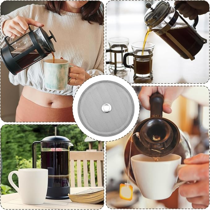10-Pack Durable Mesh Filters for French Press Coffee Makers,French Press Filter, French Press Screen Replacement, Easy to Clean and Reusable