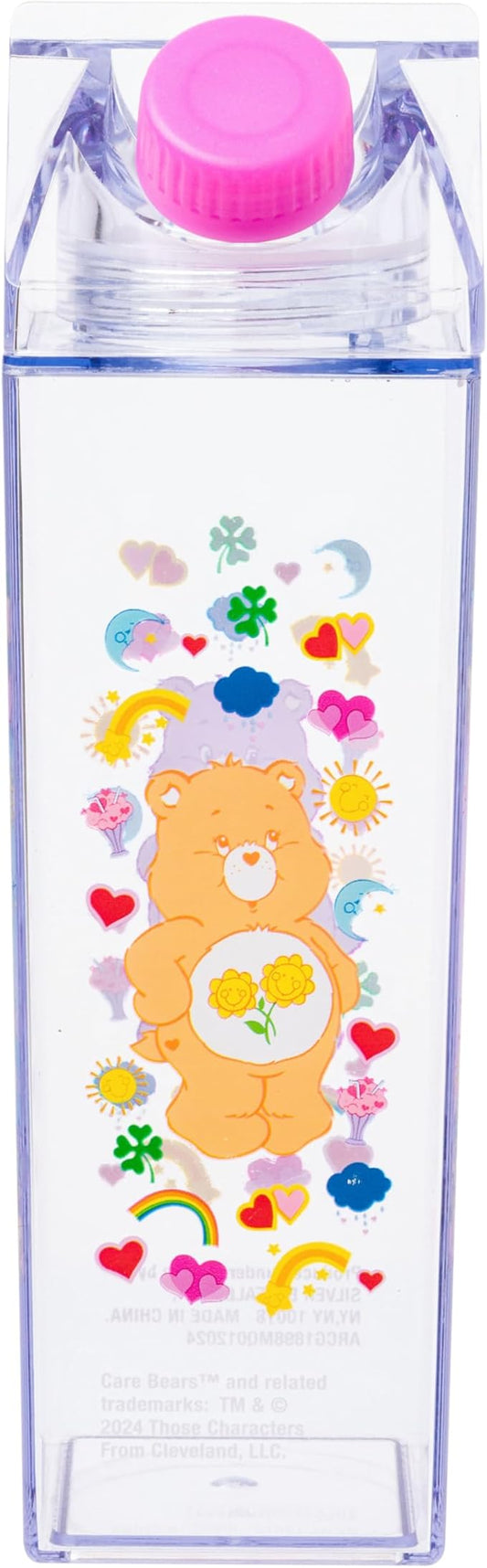 Silver Buffalo Care Bears Featuring Friend, Cheer, Grumpy, and Best Friend Bear Plastic Milk Carton Pitcher Bottle, 16.2 Ounces