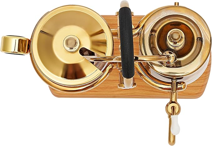 DEIGEHJRE Belgian/Belgium Family Balance Siphon/Syphon Coffee Maker, Elegant Double Ridged Fulcrum with Tee handle (Classic Gold,400ml/13.53oz)
