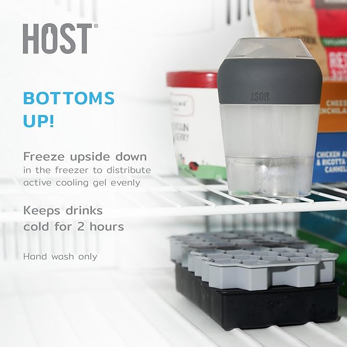 HOST Freeze XL Cooling Cup in Double Walled Insulated Freezable Drink Chilling Tumbler with Freezing Gel, 12 Ounces - Set of 4