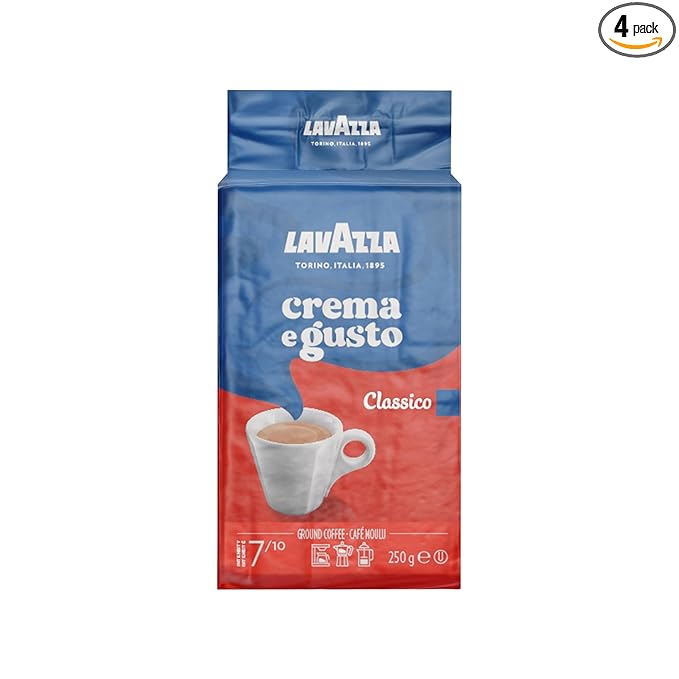 Lavazza Crema e Gusto Ground Coffee Blend, Espresso Dark Roast, 8.8 Ounce (Pack of 4)
