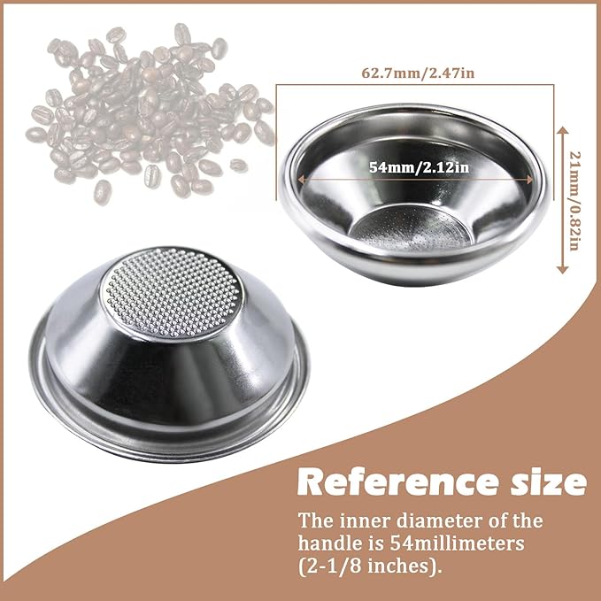 54mm Non Pressurized Filter Basket for Breville 54MM Portafilter, Single Cup Sieve,10 Grams of Powder Capacity,Replacement 54mm Coffee Filter Basket