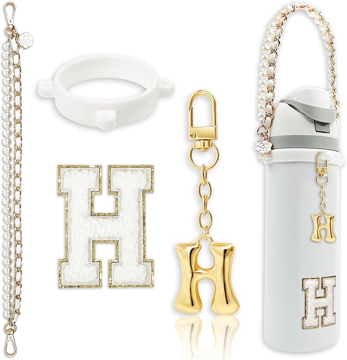 Letter Handle Strap Accessories with Cute Initial Charm Compatible with Owala Water Bottle 24oz 32oz 40oz Owala Kids