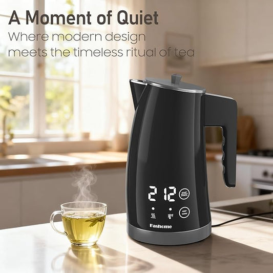 Electric Kettle with Temperature Control, 5 Preset Temps, 2H Keep Warm -1200W Quiet Water Boiler,Electric Tea Kettle with BPA-Free, Digital Cool-Touch, Rotating Base for Home,Office, Kids(Gray)