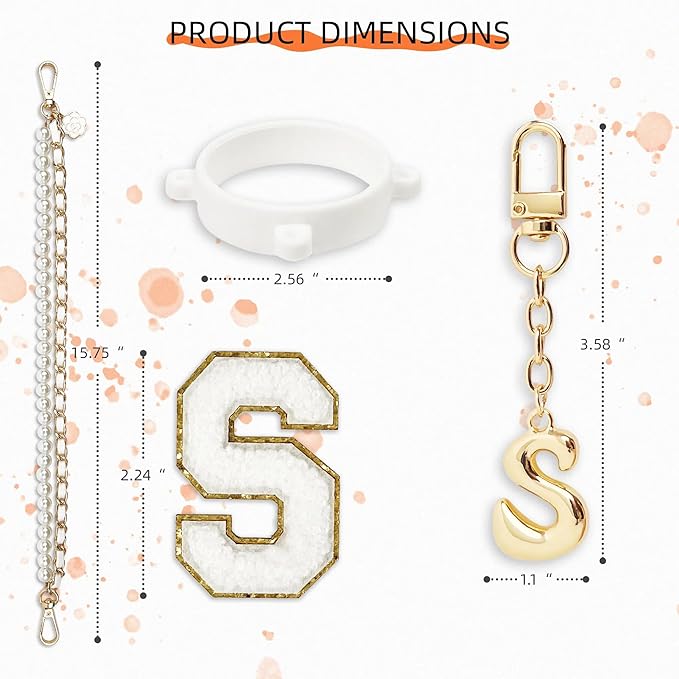 Letter Handle Strap Accessories with Cute Initial Charm Compatible with Owala Water Bottle 24oz 32oz 40oz Owala Kids