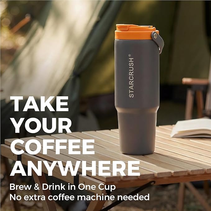 Portable Electric Espresso Maker, 30oz Insulated Stainless Steel Extraction Coffee Cup,Fast Brew with Pressure, Rechargeable, Leak Proof, BPA Free, Ideal for Travel,Commute and Office