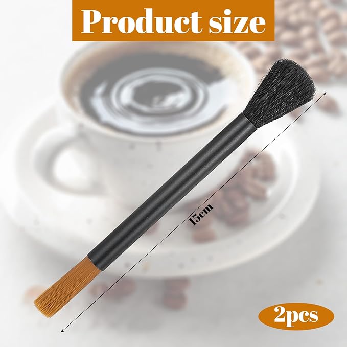 Classicseali 2pcs Espresso Cleaning Brush,Coffee Brush,Dual Head Coffee Cleaning Brushes with Nylon Bristles,Aluminum handle,for Espresso Machine Cleanin,Used to Clean Tea Powder, Flour, Sugar