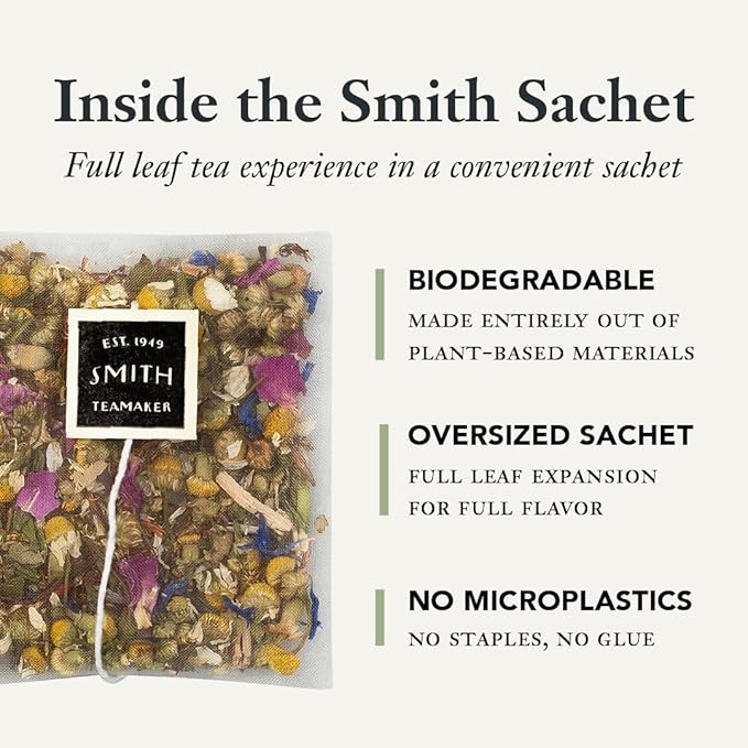Steven Smith Teamaker Jasmine Silver Tip No. 96 Green Tea with Jasmine Blossoms, Caffeinated, Sugar-Free, Sustainably Grown, Full Leaf, Plant Based Green Tea Bags, 36 Sachets, 1.3oz each