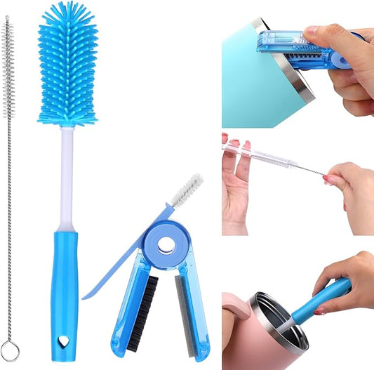 XANGNIER 3 Pack Water Bottle Cleaner Brush Kit-Cleaning Set for Sports Water Bottle, Baby Bottles, Tumbler Cup Bottle Cleaner Brush