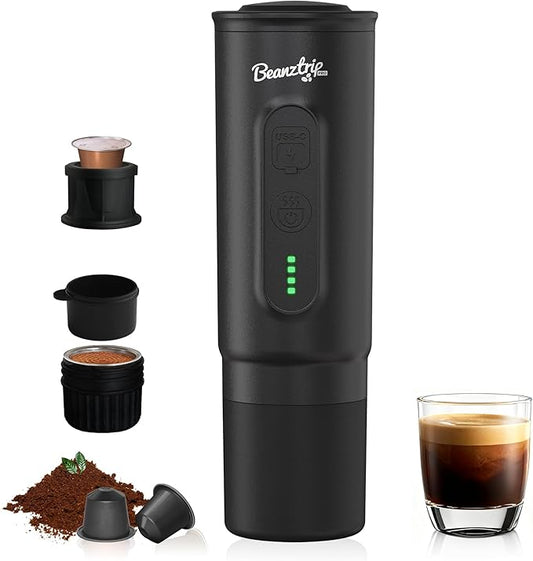 H02PRO Travel Coffee Maker, Portable Espresso Machine for Camping, 20 Bar Mini Coffee Maker Compatible with NS Capsule & Ground Coffee, Battery Operated Self-heating Car Coffee Machines for Travel