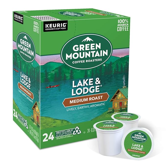 Green Mountain Coffee Roasters Lake & Lodge Keurig Single-Serve K-Cup pods, Medium Roast Coffee, 24 Count